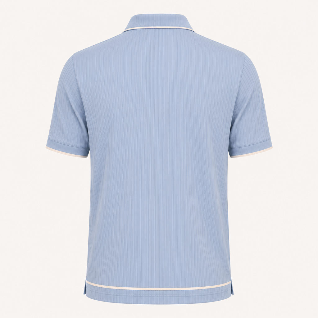 The Calder Ribbed Golf Polo — Light Blue