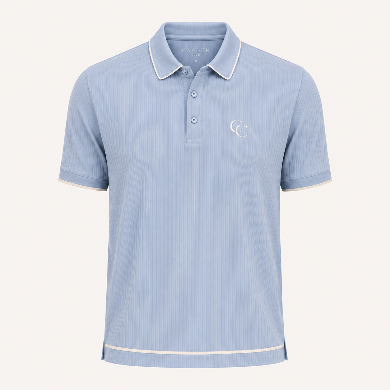 The Calder Ribbed Golf Polo — Light Blue