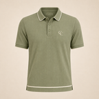 The Calder Ribbed Golf Polo — Sage Green