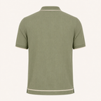 The Calder Ribbed Golf Polo — Sage Green