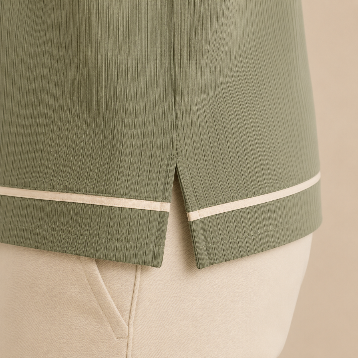 The Calder Ribbed Golf Polo — Sage Green