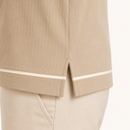 The Calder Ribbed Golf Polo — Sand Beige